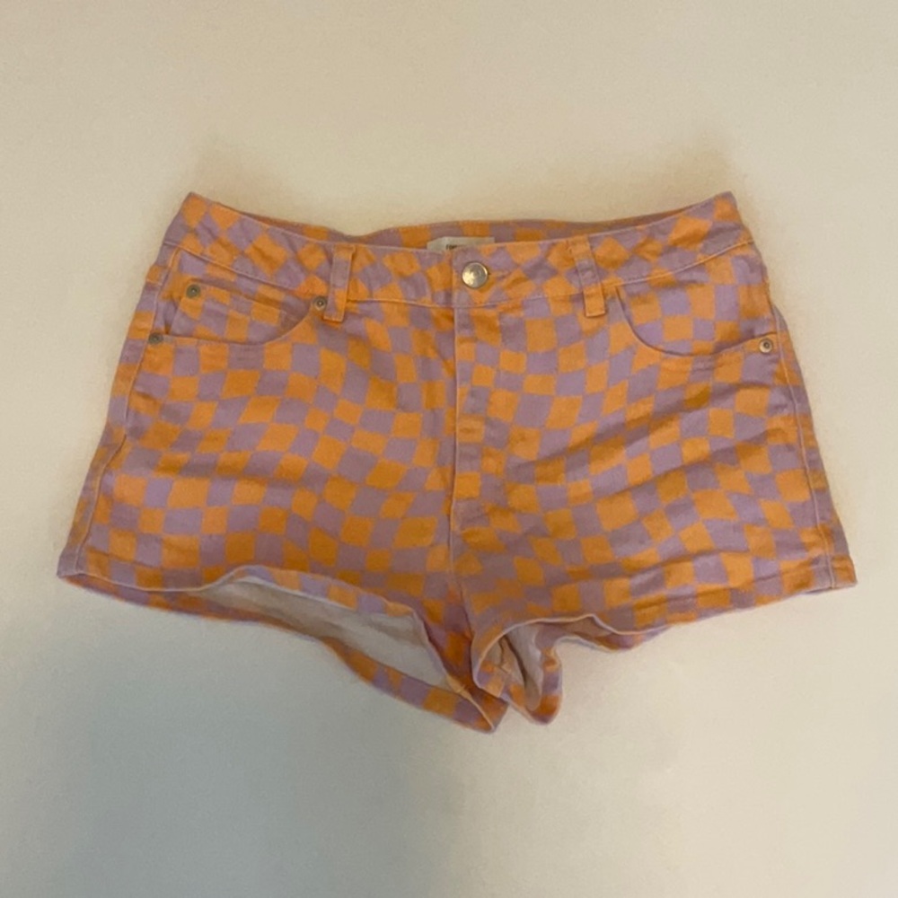 Forever 21 Orange and Purple Jean Shorts Vibrant Summer Style